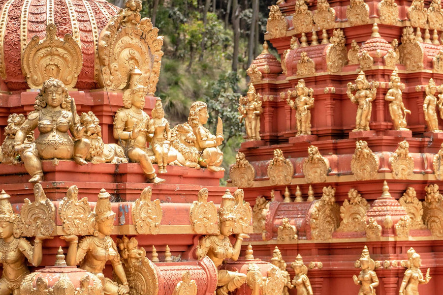 Intricate colourful Hindu temple architecture in Sri Lanka